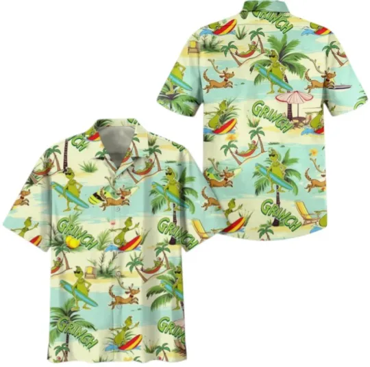 Discover funny character Hawaiian Button Down Shirt Unisex Adults S-5XL .