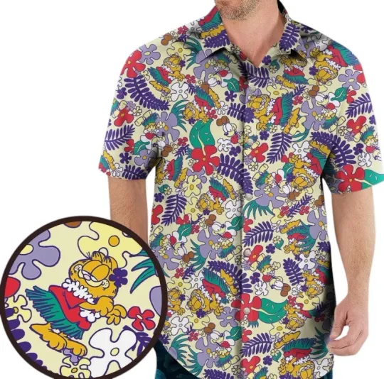 Garfield Hawaiian Button Down Shirt