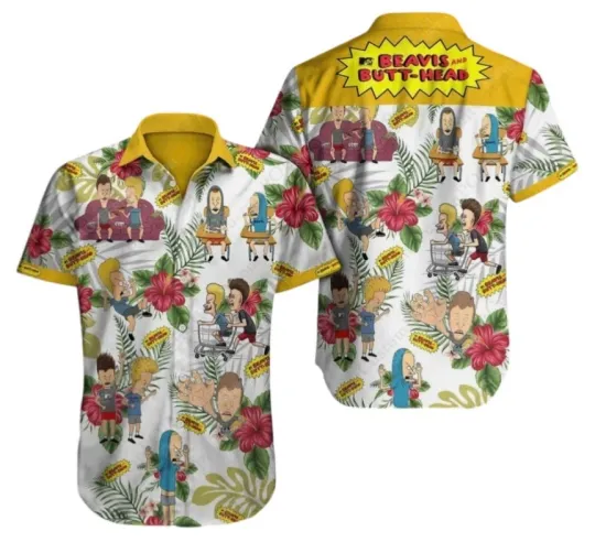 Discover Beavis And Butt-Head Hawaiian Button Down Shirt Unisex Adults S-5XL