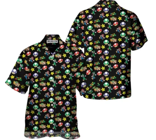 Discover Super Mario Hawaiian Button Down Shirt Unisex Adults S-5XL.