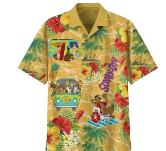 Discover Scooby Doo And Friends Hawaiian Button Down Shirt Unisex Adults S-5XL
