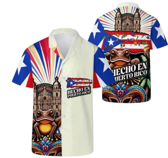 Puerto Rico Hawaiian Button Down Shirt