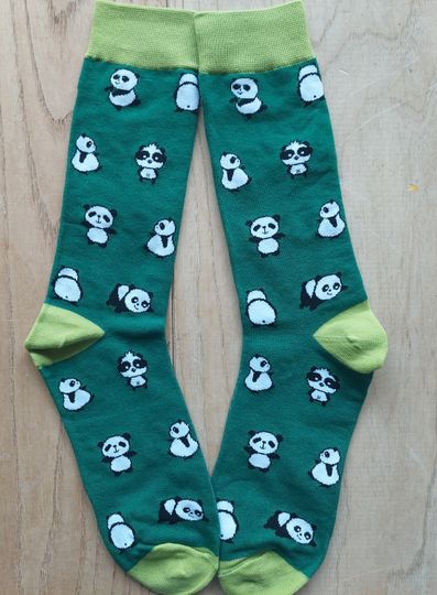 Discover Panda socks. Unisex. Combed cotton. Fun colourful socks.