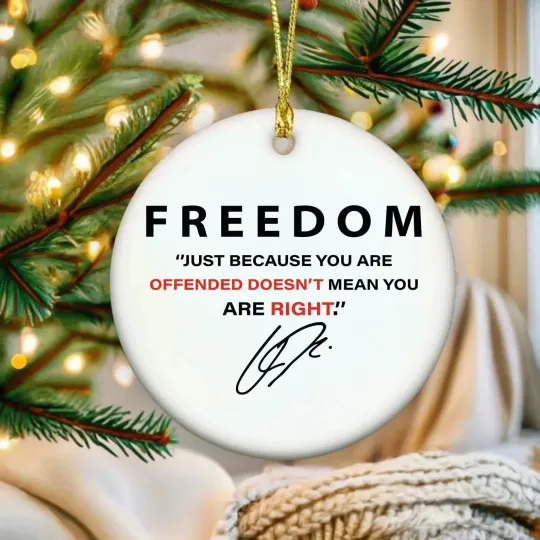 Justice for Charlie Kirk Ceramic Christmas Ornament Patriotic Xmas Tree Decor