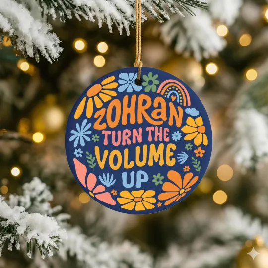 Discover Zohran Turn The Volume Up Ceramic Christmas Ornament NYC Mayor Inspired Gift