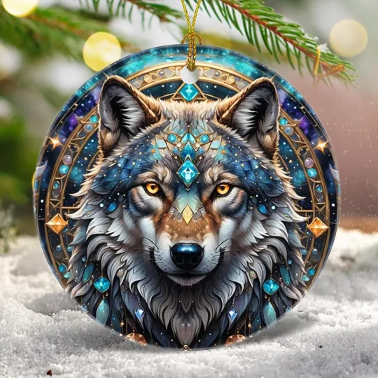 Discover Christmas Tree Decorations Wolf Ornament, Smooth Ceramic Christmas Tree Ornament