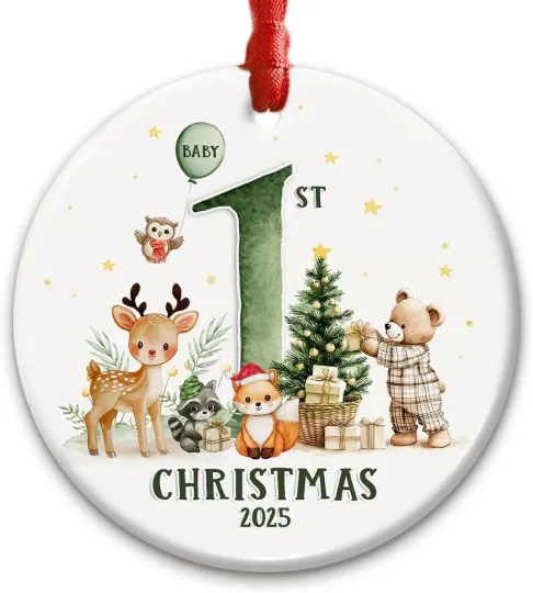 Baby's First Christmas Ornament 2025 - Infant, Newborn Xmas Ornament Keepsake