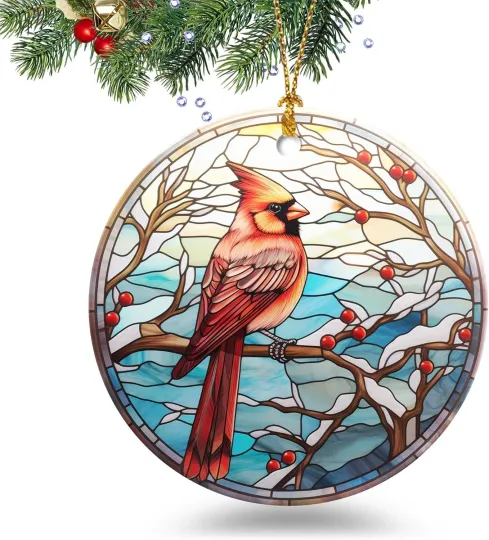 2025 Red Cardinal Christmas Ornament Double-Sided Holiday Tree Decoration Gifts