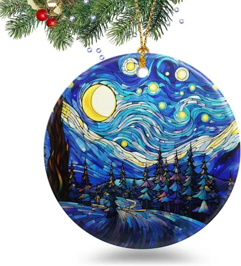 Van Gogh Style Starry Night Christmas Ornament 2025 Christmas Ornament Holidays