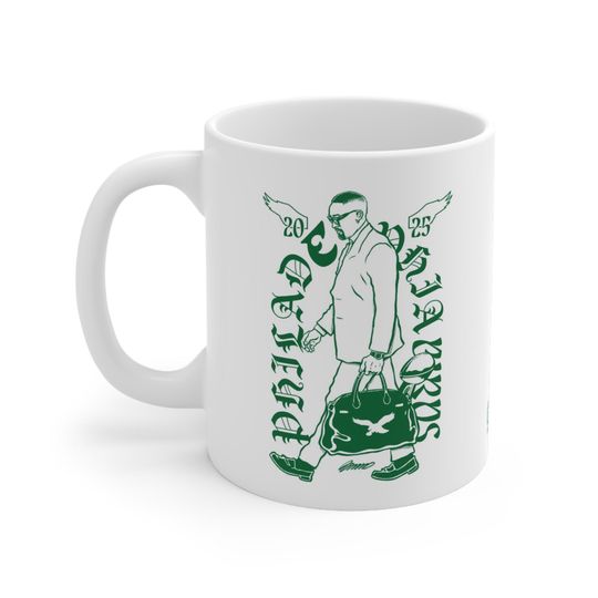 Discover Philadelphia Eagles Birds Business, Jalen Hurts, 11oz Mug, Original illustrations and artwork by Brunofsky