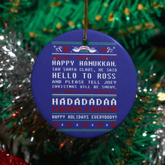 Funny Holiday Ceramic Xmas Ornament – Happy Hanukkah and Christmas Mashup Design