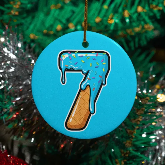 Discover Six Seven 67 7 Ice Cream Drip Ceramic Christmas Ornament Xmas Holiday Gift