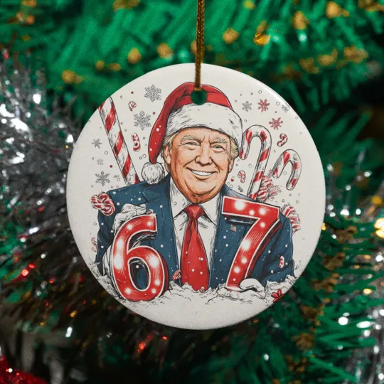 Discover Donald Trump Six Seven Ceramic Christmas Ornament - Funny President 6 7 Keepsake