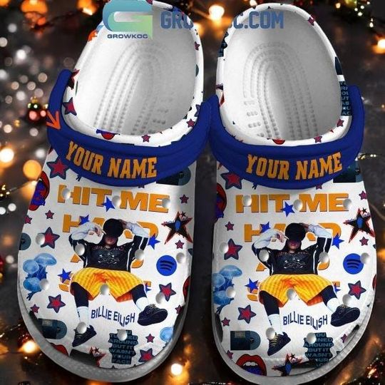 Personalized Billie Eilish Crocs, Hit Me Hard & Soft Clog Shoes, Christmas Gift for Kids Men Women, Holiday Crocs