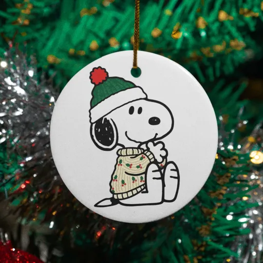 Discover Winter Dog In Puffer Ceramic Christmas Ornament - Cute Xmas Animal Decoration
