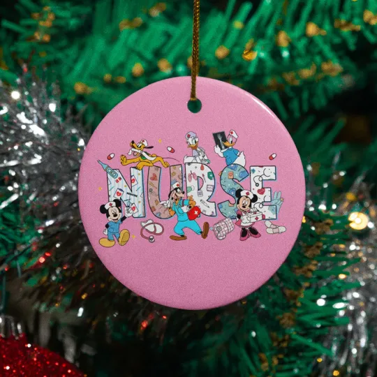 Nurse Ceramic Christmas Ornament - Sweet Cartoon Characters Xmas Decoration