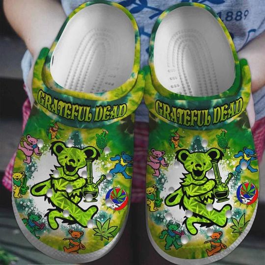 Discover Grateful Dead Bear Smoke Weed Clogs Shoes, Meaning Christmas Crocs Clogs, No Smoking Summer Shoes Slippers For Men