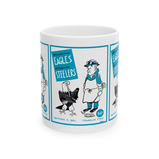 Discover Retro Ceramic Mug, Vintage 1960 Football Eagles-Steeler Fan Cup, Sports Memorabilia Gift, Collectible Coffee Mug, 11oz 15oz