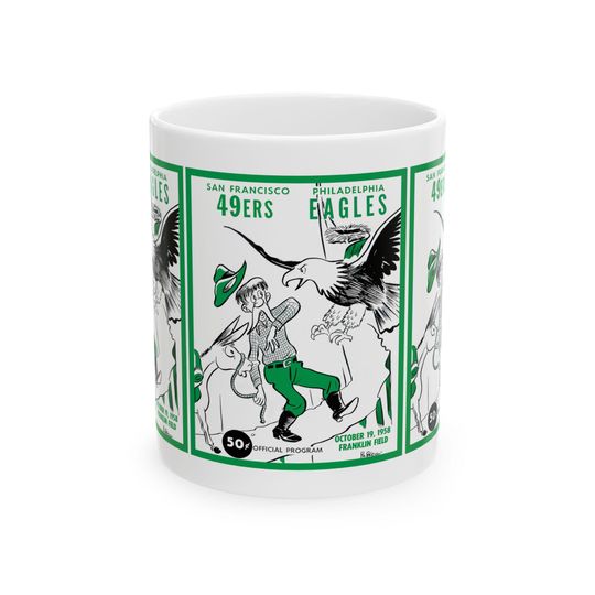 1958 Philadelphia Eagles vs San Francisco 49ers Ceramic Mug, Football Fan Gift, 11oz 15oz Cup, Vintage Sports Team Souvenir, Game Day