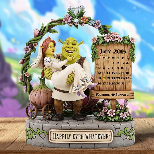 Shrek Fiona Couple Acrylic Plaque, Funny Anniversary Gift, Personalized Fairytale Wedding Decor