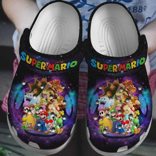 Discover Funny Game Mario Clogs Shoes, Super Galaxy Mario Christmas Crocs Clogs, Summer Shoes Slippers For Kid, Meaningful Gift