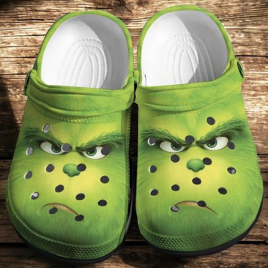 Face funny character Cunning Clogs Shoes, funny character Christmas Crocs Clogs, Funny Green Shoes Slippers For Kid Adults