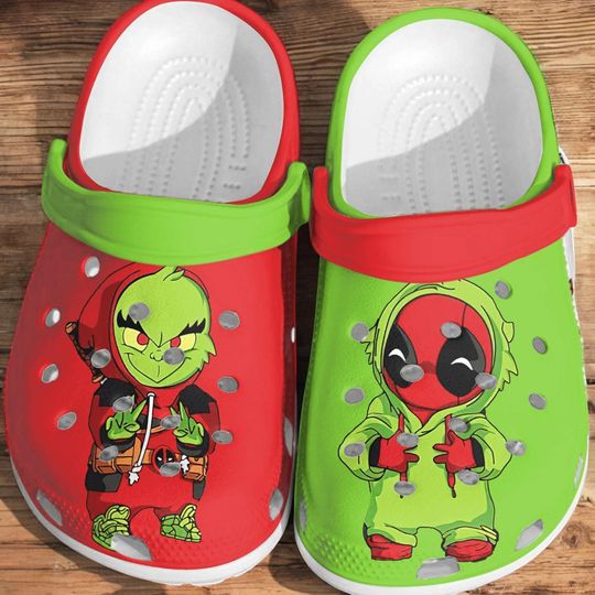 Cute Deadpool funny character Clogs Shoes, funny character Asymmetric Christmas Crocs Clogs, Shoes Slippers For Kid Adults, Funny Gift