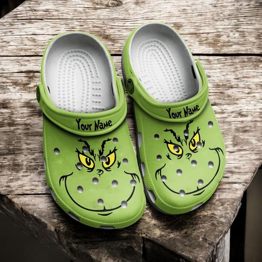 Discover Personalized Name funny character Cunning Clogs Shoes, Custom funny character Christmas Crocs Clogs, Funny Green Shoes Slippers For Kid Adults