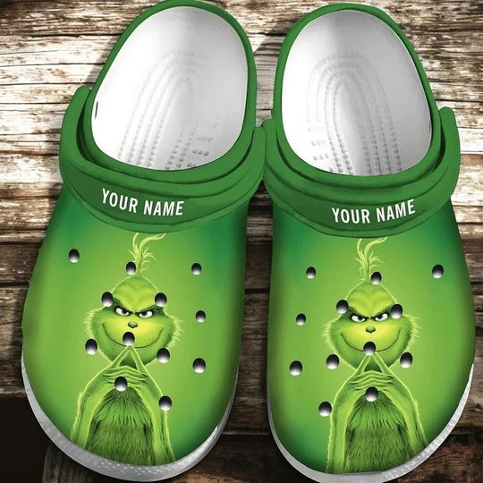 Discover Personalized funny character Name Clogs Shoes, Sly funny character Christmas Crocs Clogs, Green Shoes Comfortable Crocband For Men Women