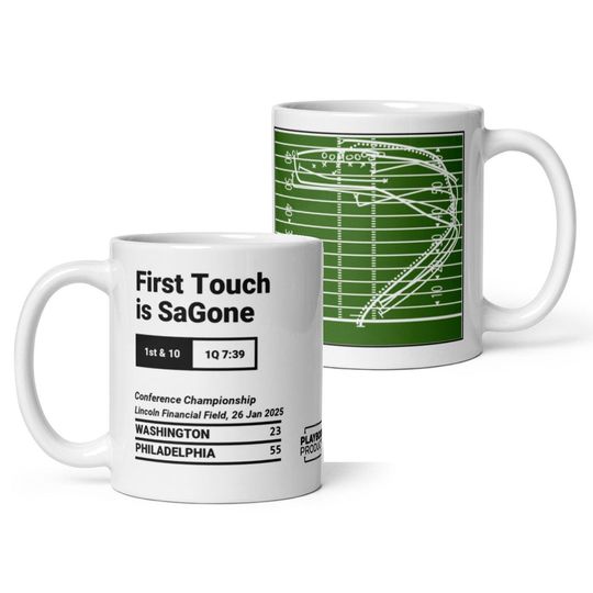 Discover Philadelphia Eagles Greatest Plays Mug: First Touch is SaGone (2025)