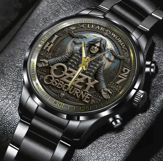 Discover Ozy Osbourne Steel Band Watch with Clear Dial and Black Stainless Steel Strap