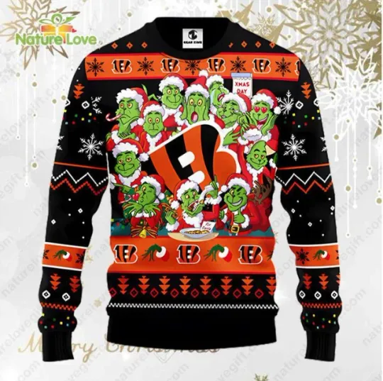 Discover Cincinnati Football funny character Ugly Christmas Sweater Holiday Xmas Party Pullover