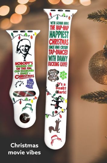 Discover Christmas Movie Theme Engraved Watch Band for Apple Watch, Samsung, Fitbit Versa 2