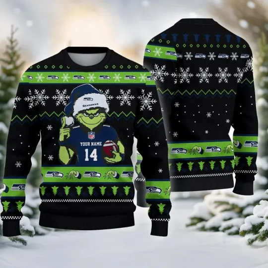 Seattle Seahawks funny character Custom Ugly Christmas Sweater