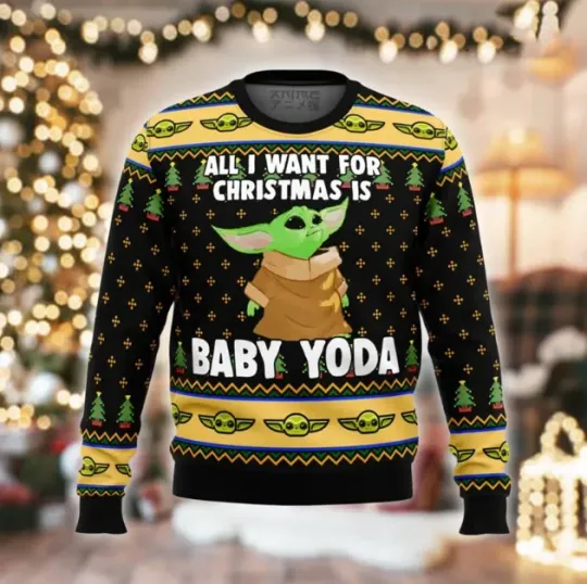 Cute Alien Christmas Sweater Funny Ugly Holiday Knit Unisex