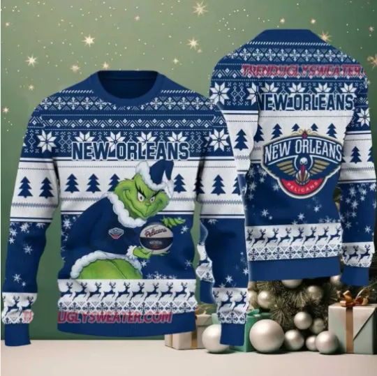 Discover NBA New York Knicks funny character Stole Christmas Funny Graphic Ugly Sweater