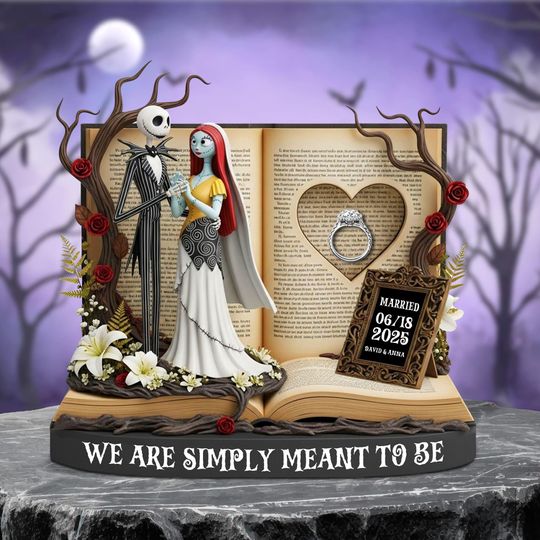 Custom Jack & Sally Gothic Couple Acrylic Plaque , Anniversary Gift, Personalized Nightmare-Inspired Couple