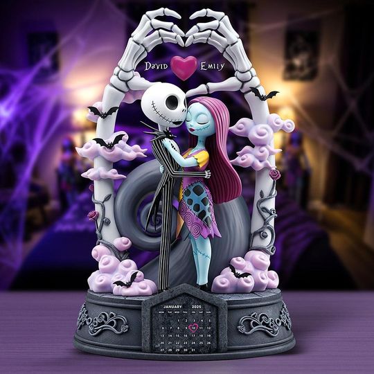 Custom Jack & Sally Gothic Couple Acrylic Plaque , Anniversary Gift, Personalized Nightmare-Inspired Couple