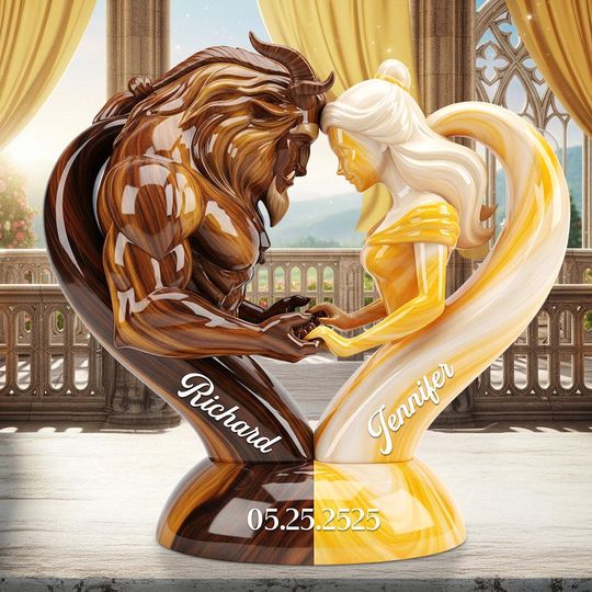 Beauty and Beast Custom Acrylic Plaque, Tale As Old As Time Gift, Personalized Couple Name Decor, Romantic Wedding Gift
