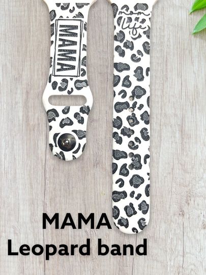 Discover Leopard Mama Engraved Watch Band for Apple Watch, Samsung, Fitbit