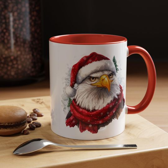 Discover Christmas Eagle Coffee Mug Santa Mug Holiday Drinkware Unique Gift for Bird Lovers Winter Coffee Cup Festive Kitchen Decor