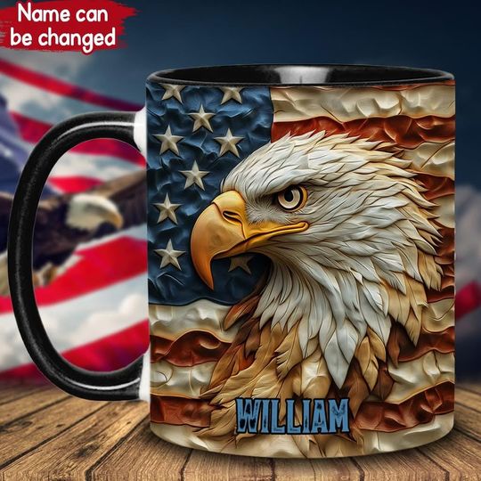 Strong Eagle Personalized Bald Eagle Accent Mug, Bald Eagle Lover, Gifts for Him, Gifts for Her, Bald Eagle Cup, Animal Lover Gifts 2025