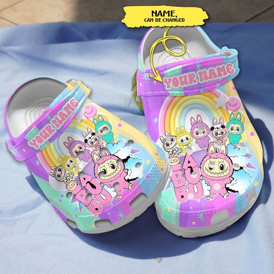 Discover Personalied Labu Monster Rainbow Clogs Crocs, Rainbow Friend Clogs, Kawaii Bubu Cute Crocband Shoes Comfortable Clogs