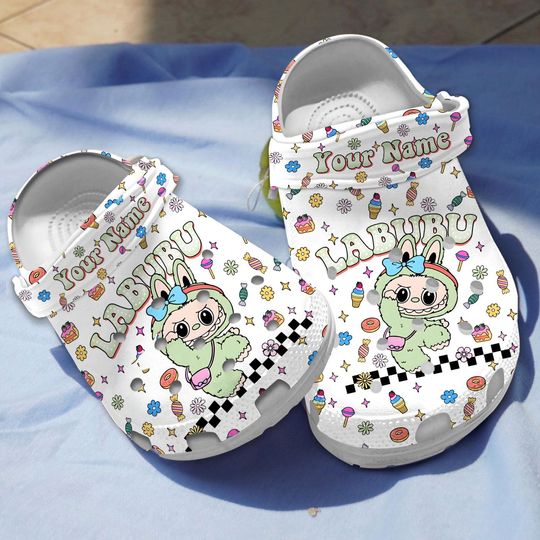Discover Personalied Labu Monster Clogs Crocs, Custom Name Kawaii BUBU Monster Cute Crocband Shoes Comfortable Clogs