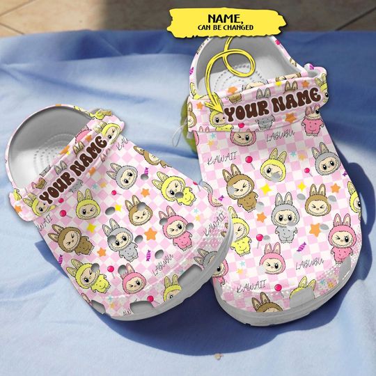 Discover Personalied Cute Monsters Bubu Clogs Crocs, Custom Name Pink bubu Cute Crocband Shoes Comfortable Clogs