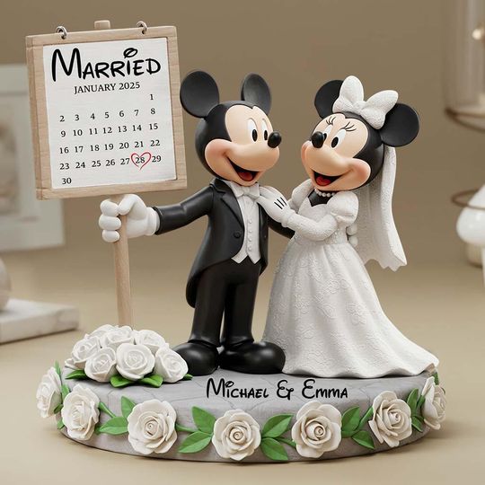 Discover Custom Wedding Mouse Couple Plaque | Personalized Bride & Groom Gift