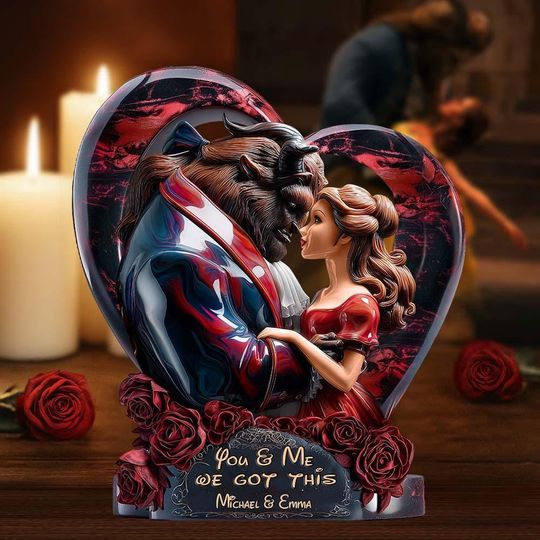 Enchanted Beauty And Beast Story Acrylic Plaque, Couple Gift, Romantic Fairytale Decor