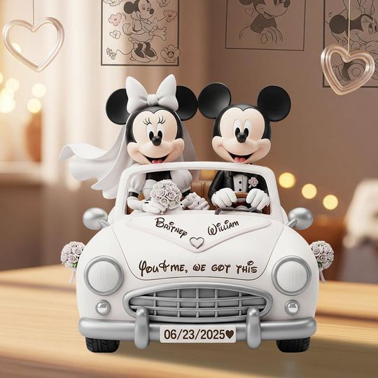 Discover Personalized  Wedding Acrylic Plaque, Custom Mouse Cartoon Couple,  Bride and Groom Anniversary Gift
