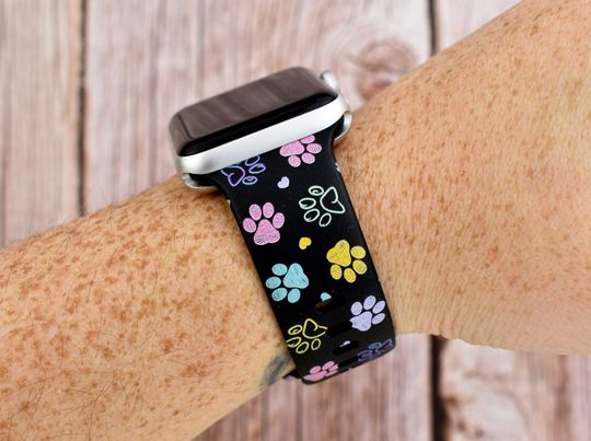 Discover Colorful Black Paw Print Watch Band for Apple Watch and Fitness Trackers