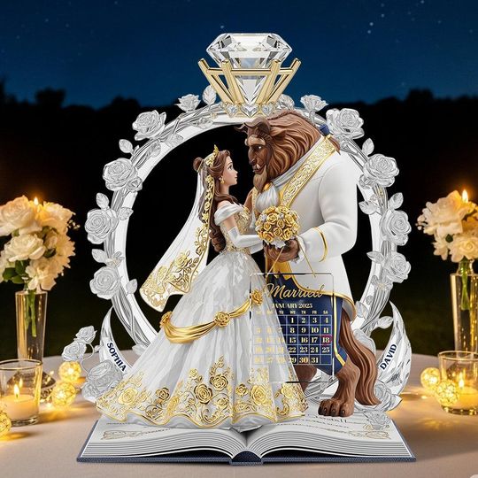 Enchanted Beauty And Beast Story Acrylic Plaque, Couple Gift, Wedding Decor